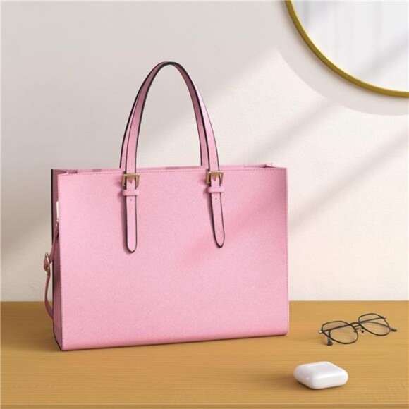 Handbags - Laptop Bag Lightweight Vegan Leather Pink